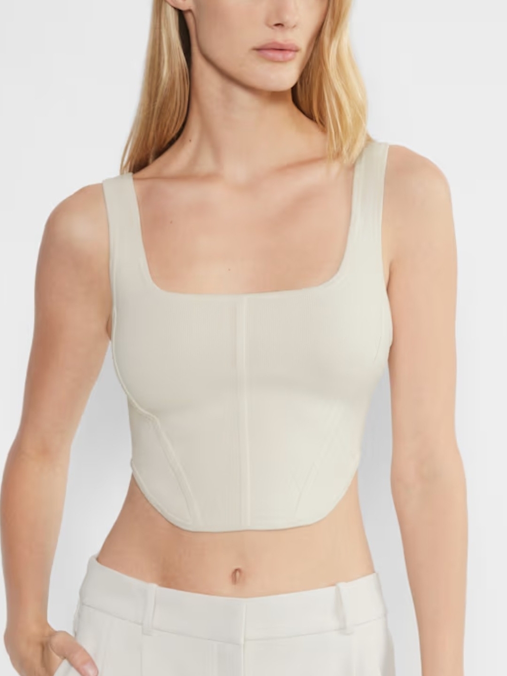 ARITZIA BABATON Light beige Sculpt Knit Bustier Crop Tank